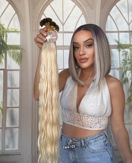 250 adet Yıka çık doğal dalgalı Mikro Kaynak  60-65cm