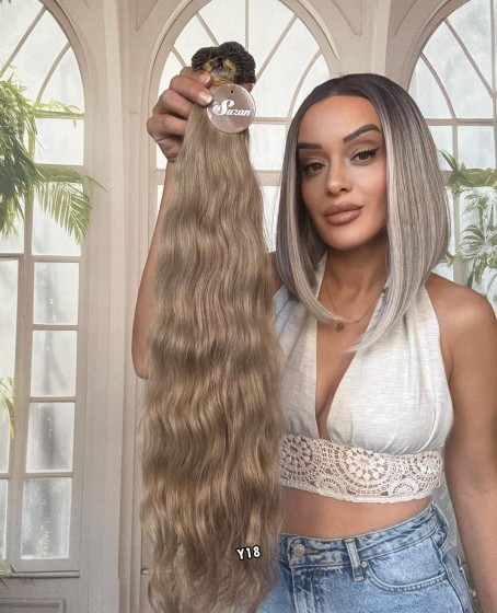 250 adet Yıka çık doğal dalgalı Mikro Kaynak  60-65cm