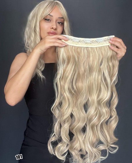 Dalgalı Geniş Parça Yarımay Çıtçıt Saç Açık Röfleli