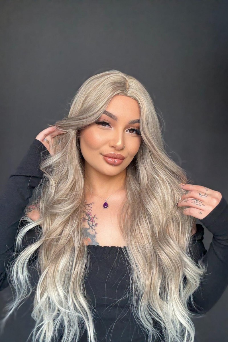 Rus Kumralı Platin Tepe Kısmı cilt deri görünümlü Medikal Ombreli Özel Koleksiyon Peruk