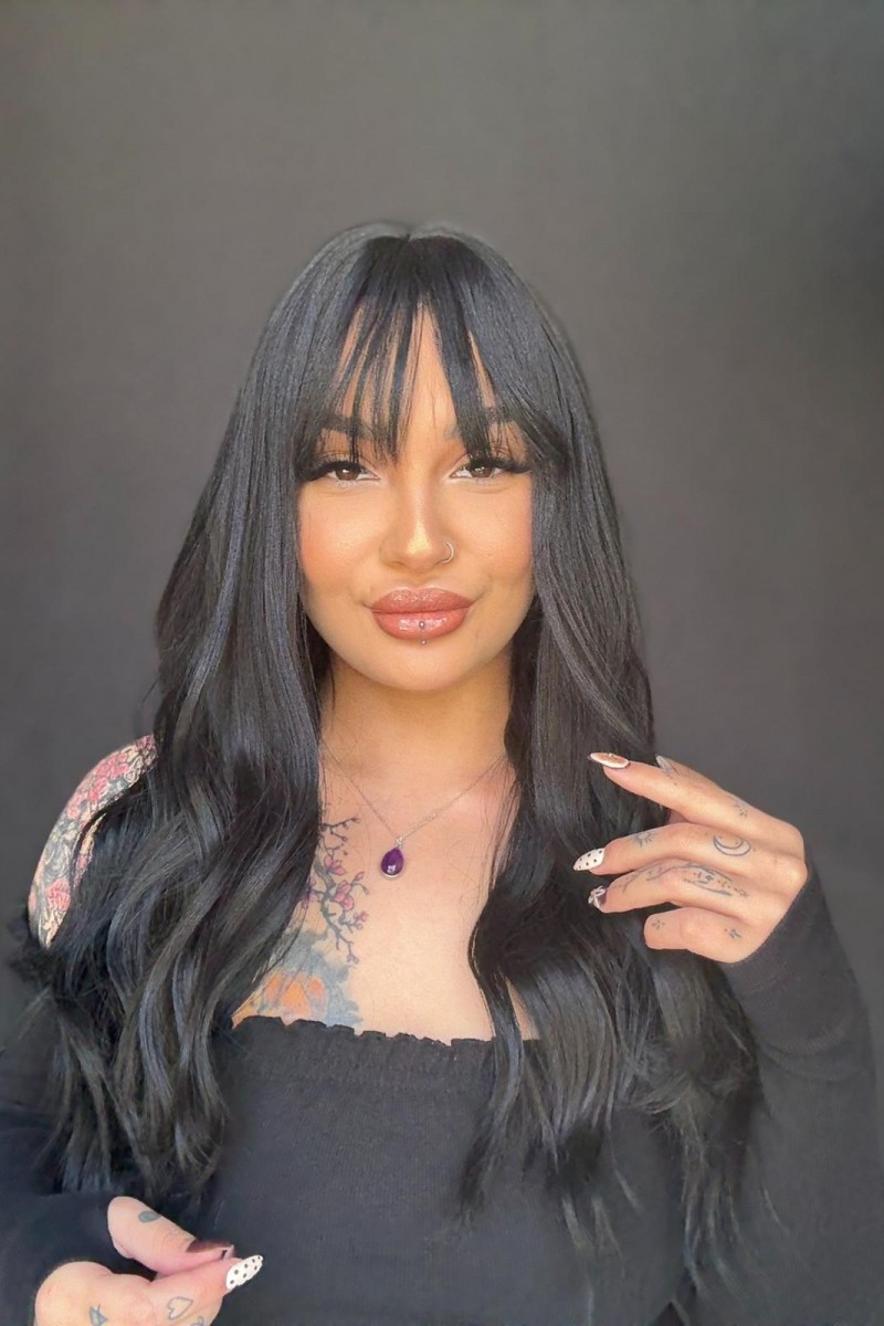 Mavi Siyah Perçemli Dalgalı Medikal Peruk Özel Koleksiyon