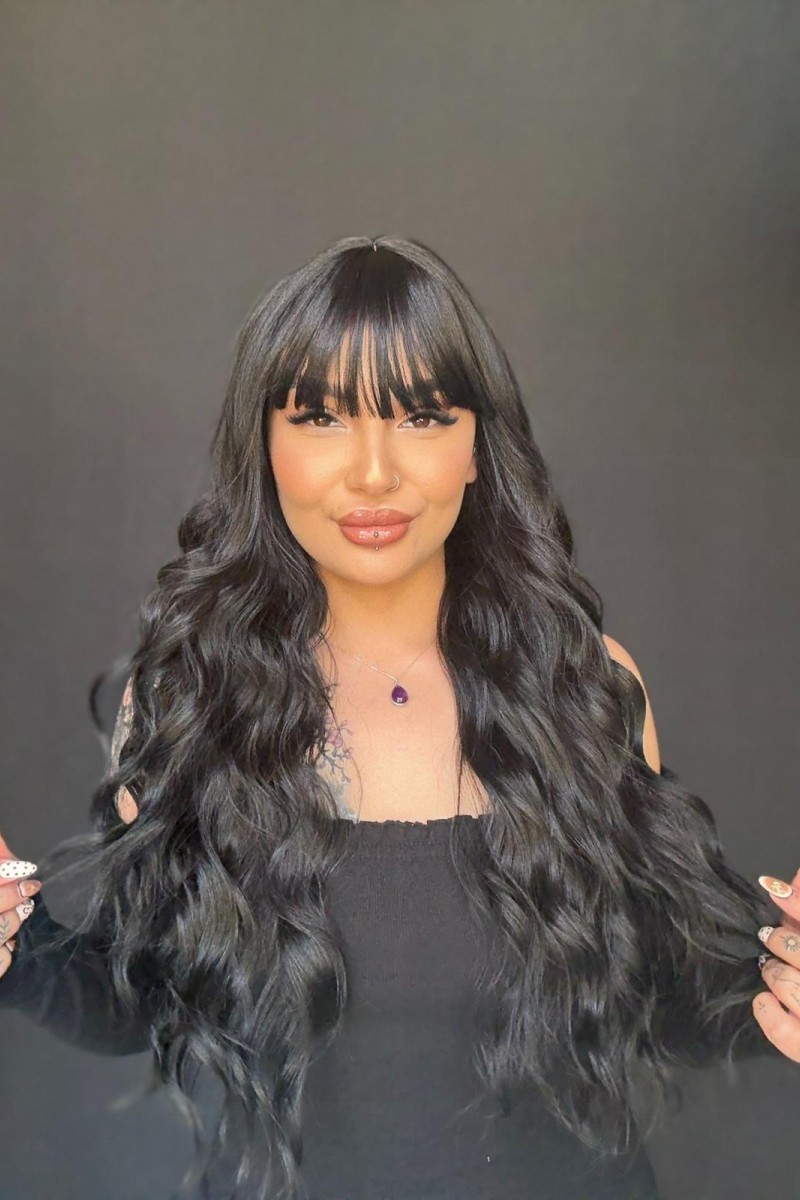 Siyah perçemli Dalgalı Medikal Peruk Özel Koleksiyon