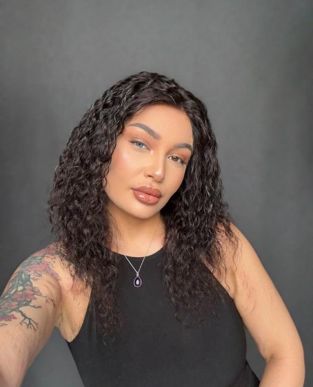 Hayalet Tül peruk Yıka çık doğal dalgalı model