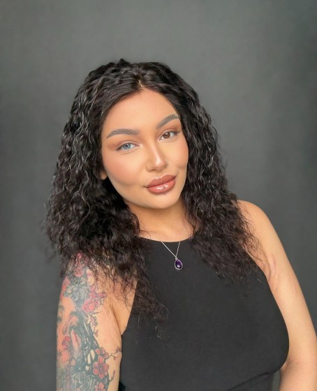 Hayalet Tül peruk Yıka çık doğal dalgalı model