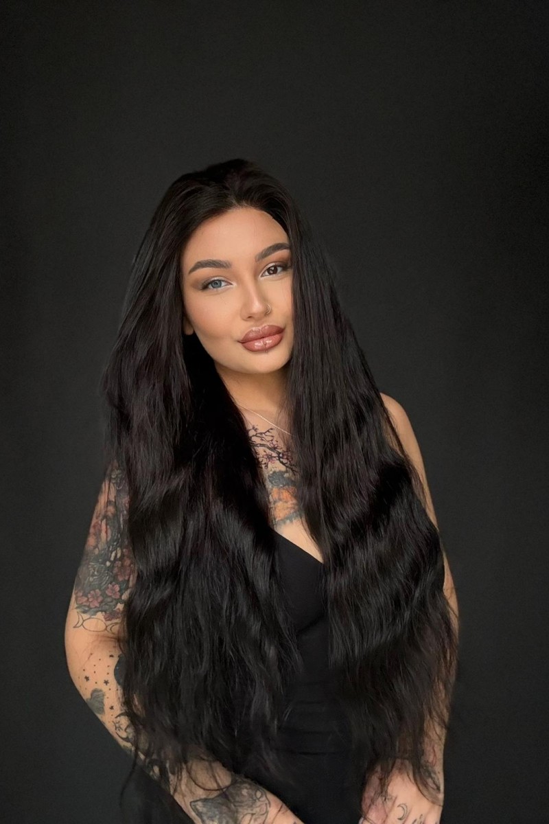 80 cm 230 gram Ekstra Gür U tül peruk Gerçek saç