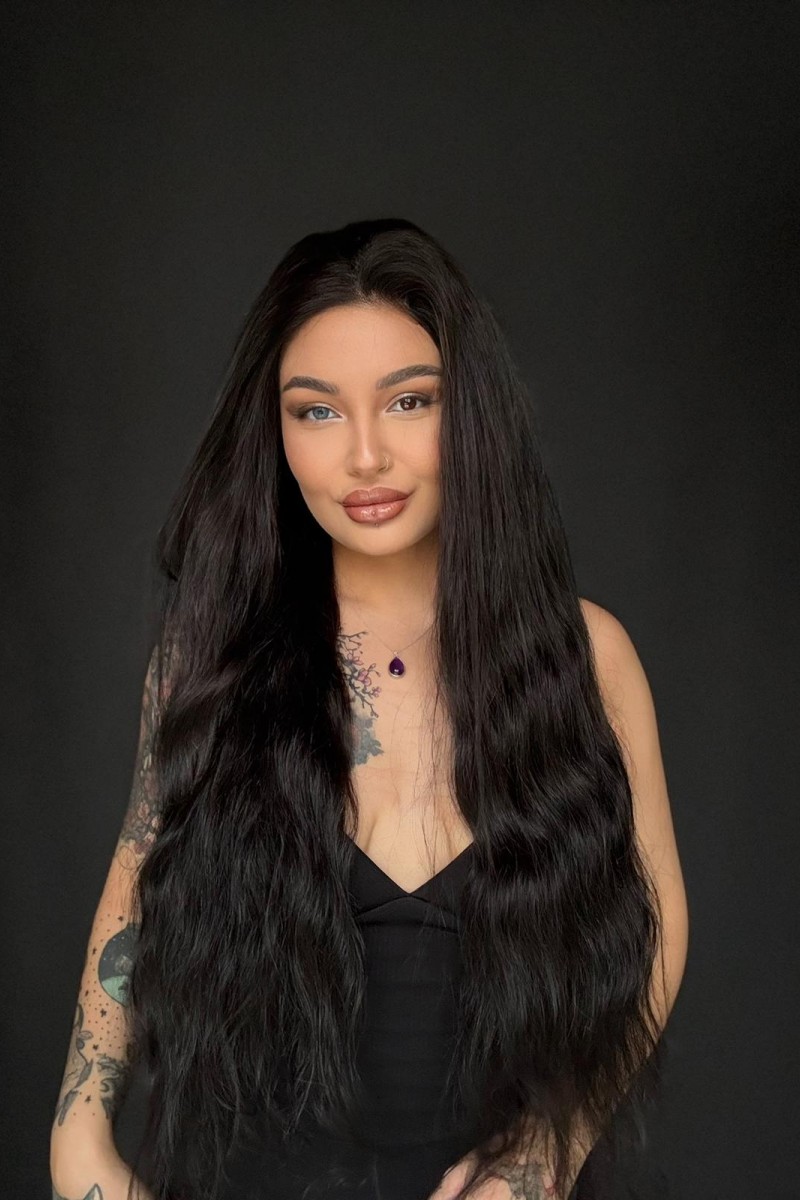 80 cm 230 gram Ekstra Gür U tül peruk Gerçek saç