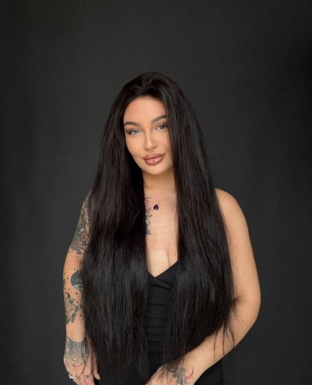 80 cm 330 gram Ekstra Gür U tül peruk Gerçek saç