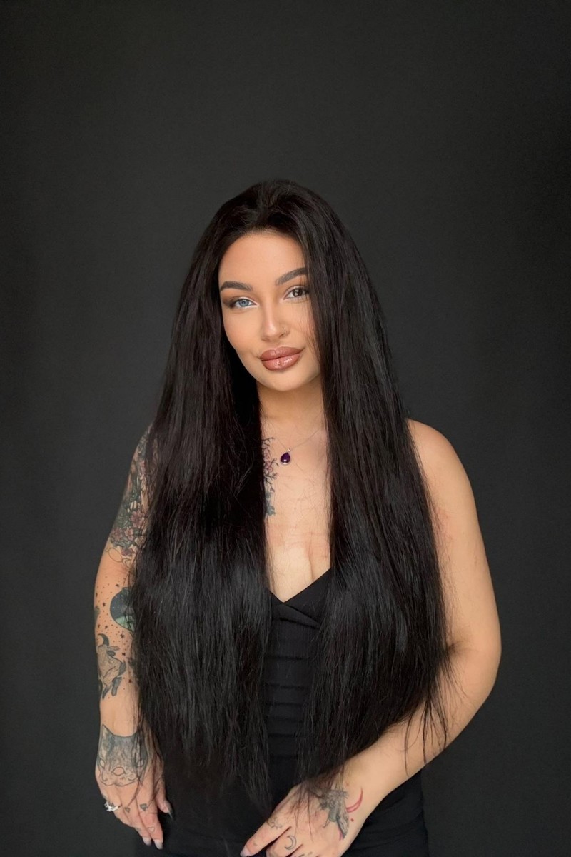 80 cm 330 gram Ekstra Gür U tül peruk Gerçek saç