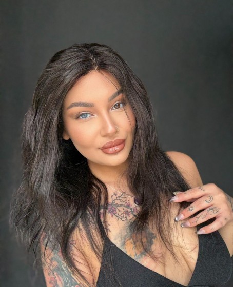 Hayalet Tül peruk Yıka çık doğal dalgalı model