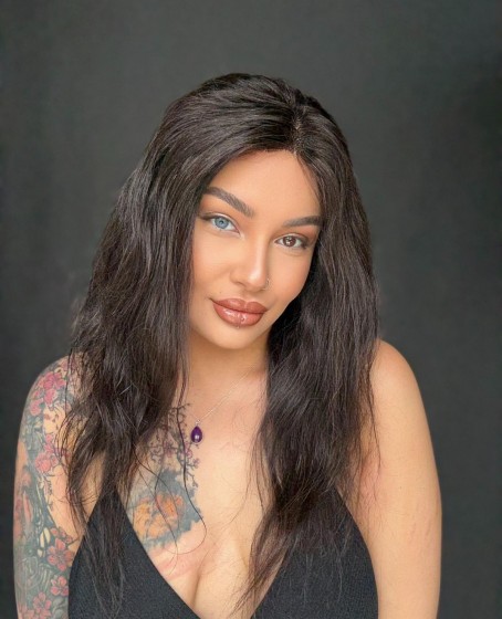 Hayalet Tül peruk Yıka çık doğal dalgalı model