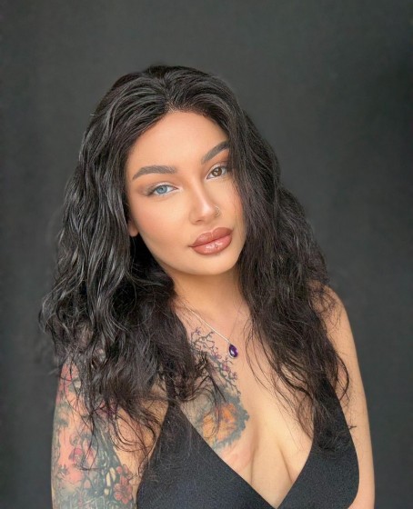 Hayalet Tül peruk Yıka çık doğal dalgalı model