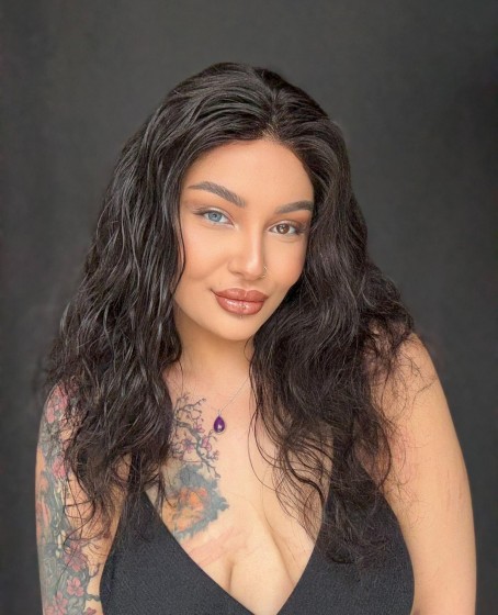 Hayalet Tül peruk Yıka çık doğal dalgalı model