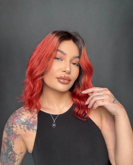 Kızıl Özel renk tül peruk