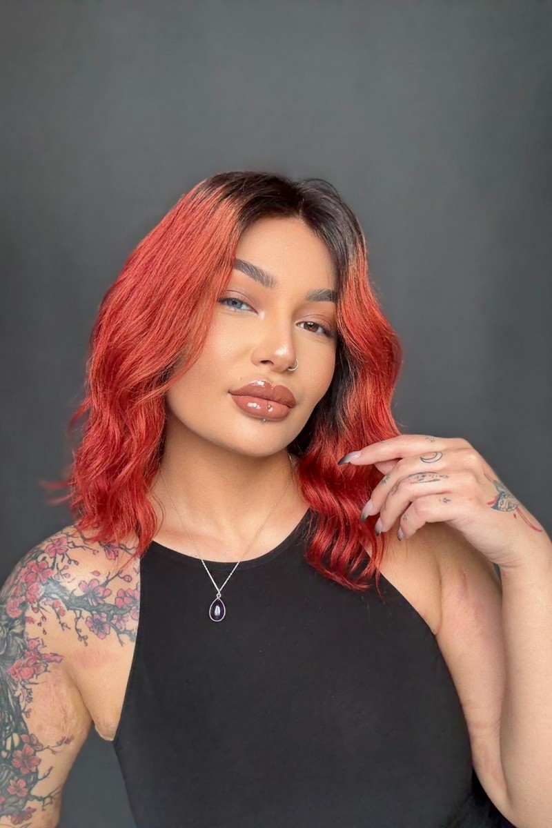 Kızıl Özel renk tül peruk