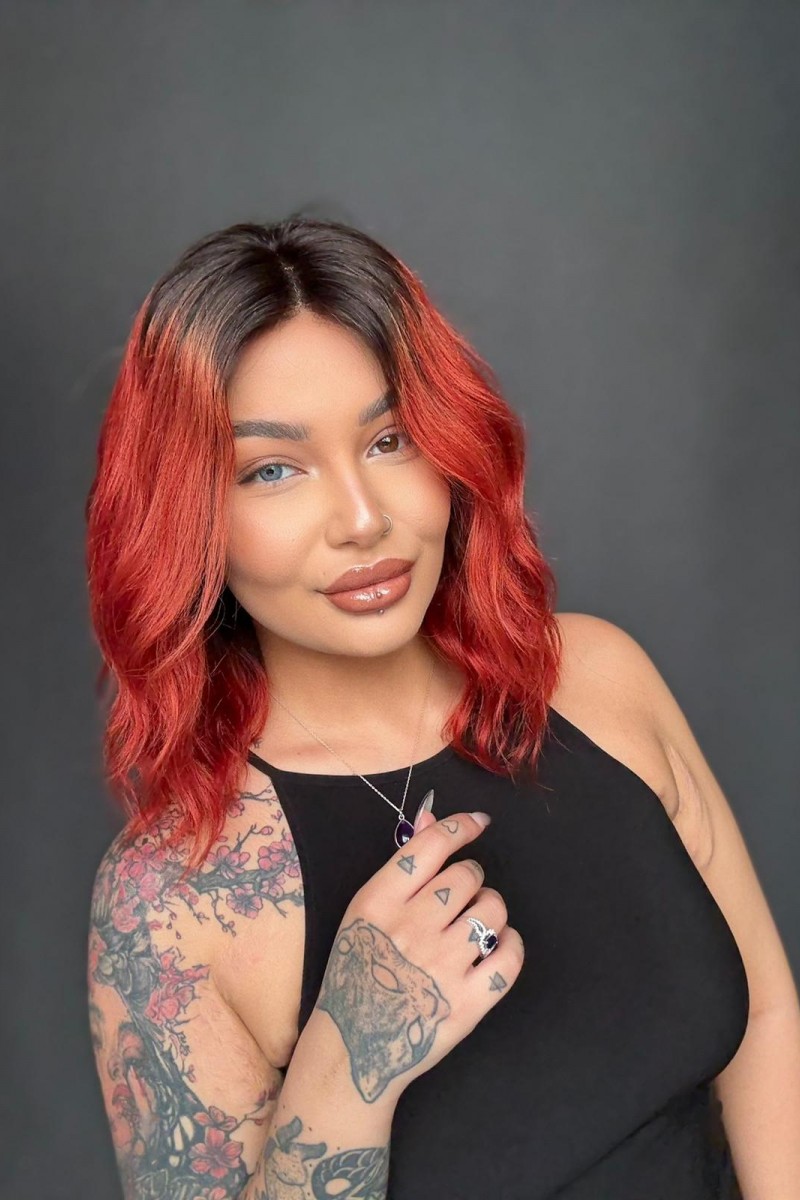 Kızıl Özel renk tül peruk