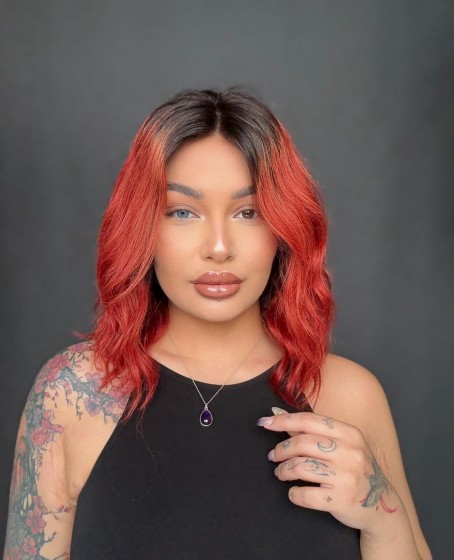 Kızıl Özel renk tül peruk