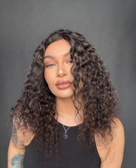 Hayalet Tül peruk Yıka çık doğal dalgalı model