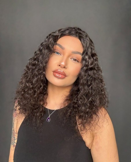 Hayalet Tül peruk Yıka çık doğal dalgalı model