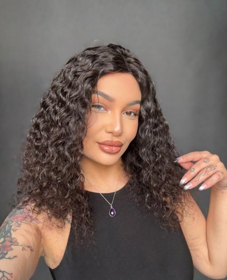 Hayalet Tül peruk Yıka çık doğal dalgalı model