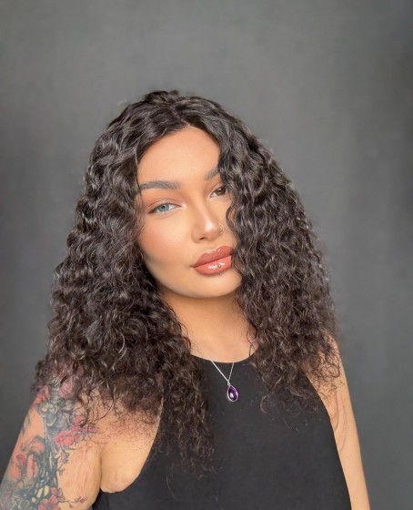 Hayalet Tül peruk Yıka çık doğal dalgalı model