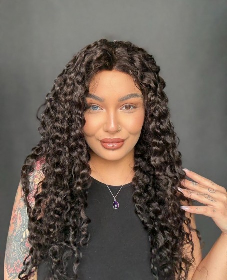 Hayalet Tül peruk Yıka çık doğal dalgalı model