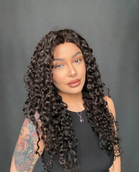 Hayalet Tül peruk Yıka çık doğal dalgalı model