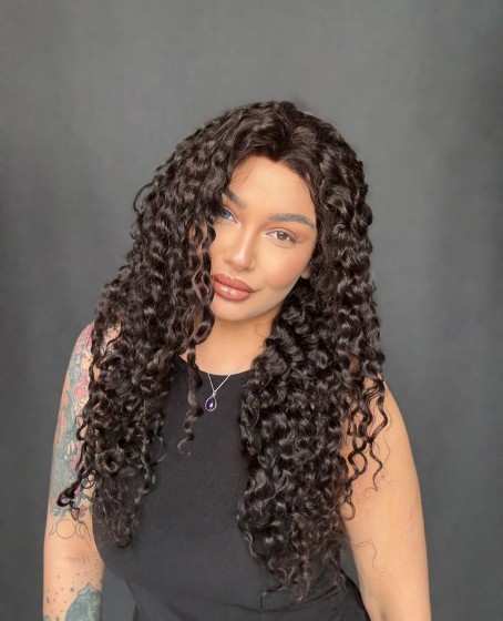 Hayalet Tül peruk Yıka çık doğal dalgalı model