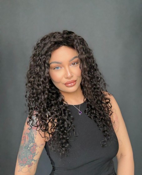 Hayalet Tül peruk Yıka çık doğal dalgalı model