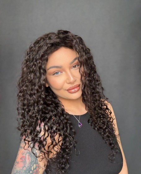 Hayalet Tül peruk Yıka çık doğal dalgalı model