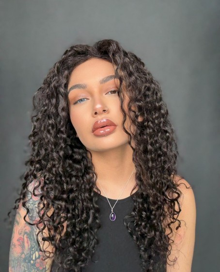 Hayalet Tül peruk Yıka çık doğal dalgalı model