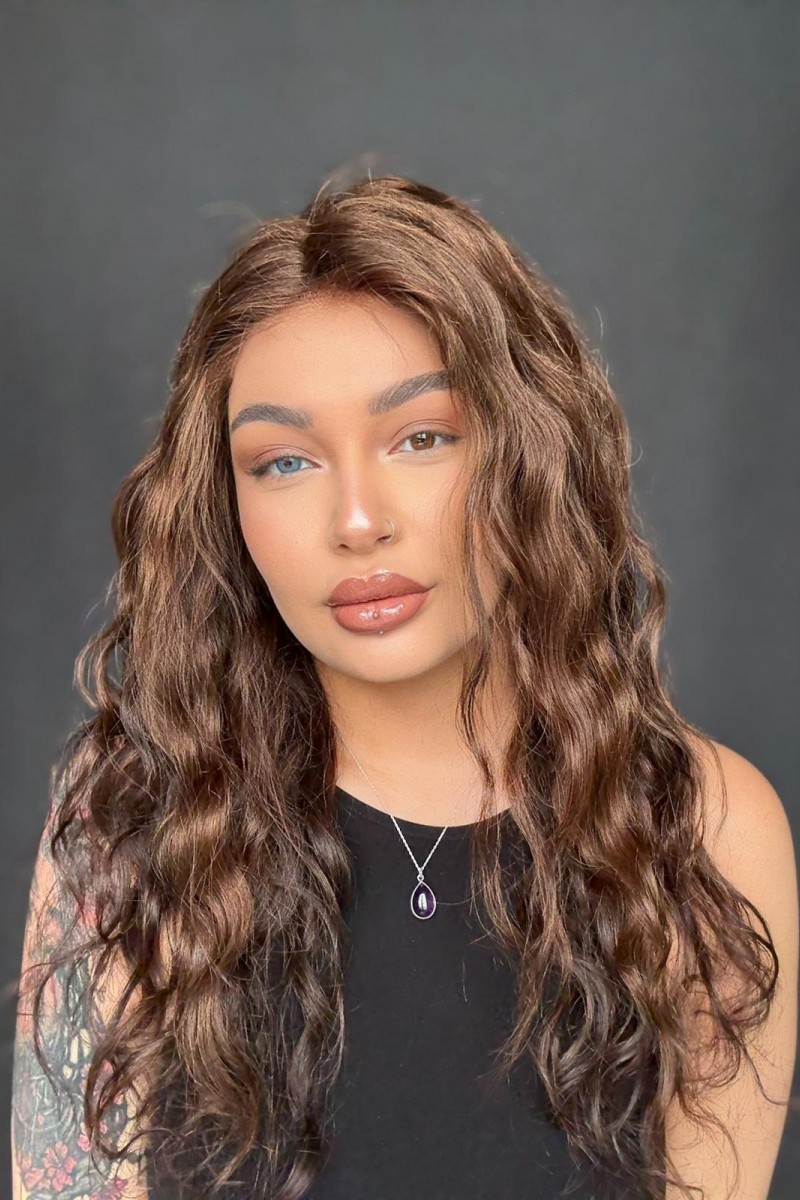 Hayalet Tül peruk Yıka çık doğal dalgalı model 