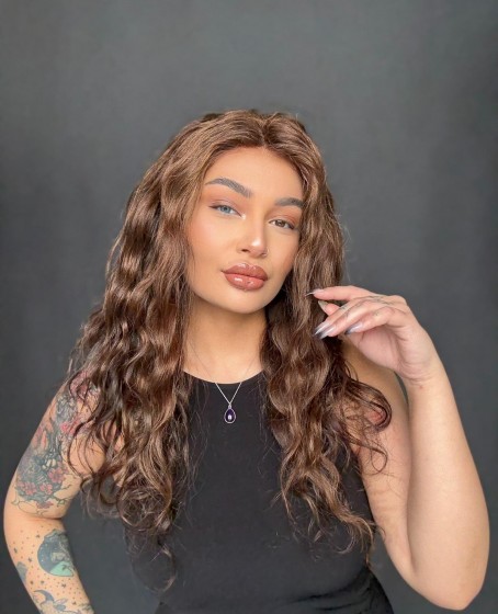 Hayalet Tül peruk Yıka çık doğal dalgalı model