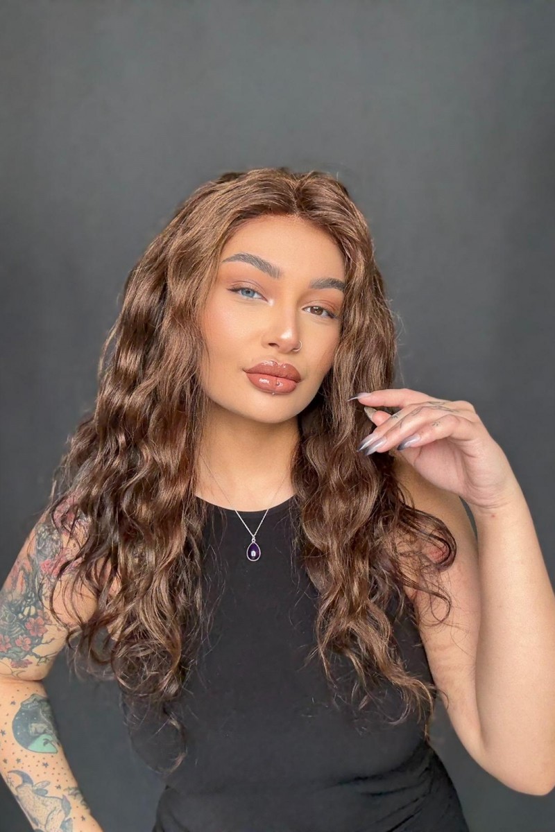 Hayalet Tül peruk Yıka çık doğal dalgalı model 