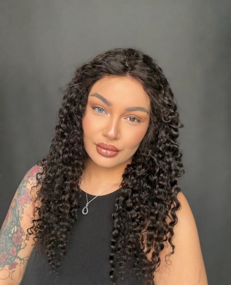 Hayalet Tül peruk Yıka çık doğal dalgalı model