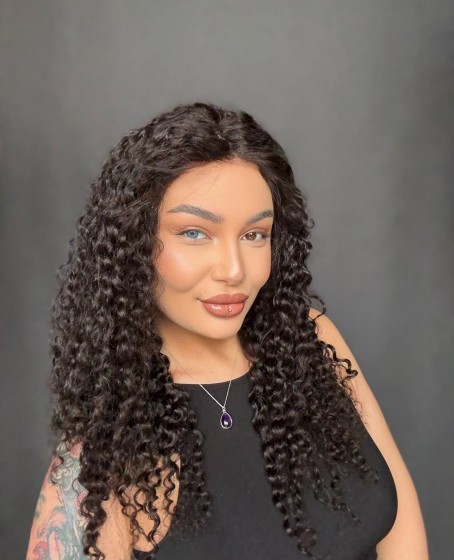 Hayalet Tül peruk Yıka çık doğal dalgalı model