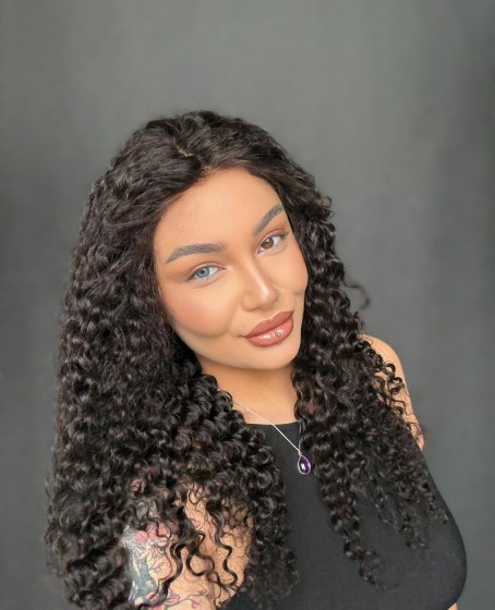 Hayalet Tül peruk Yıka çık doğal dalgalı model