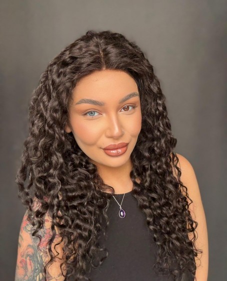 Hayalet Tül peruk Yıka çık doğal dalgalı model