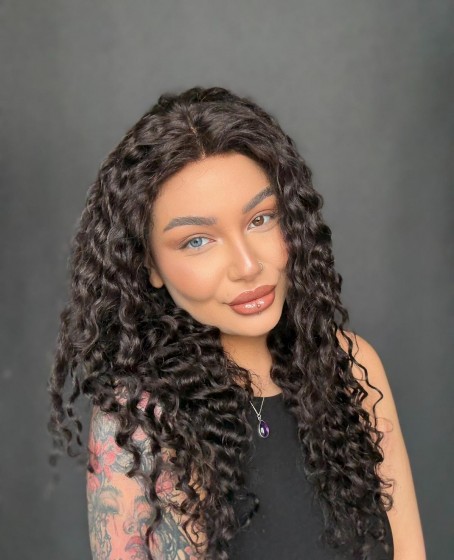 Hayalet Tül peruk Yıka çık doğal dalgalı model