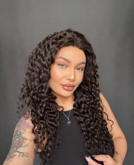 Hayalet Tül peruk Yıka çık doğal dalgalı model