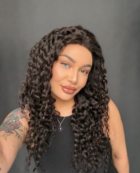 Hayalet Tül peruk Yıka çık doğal dalgalı model