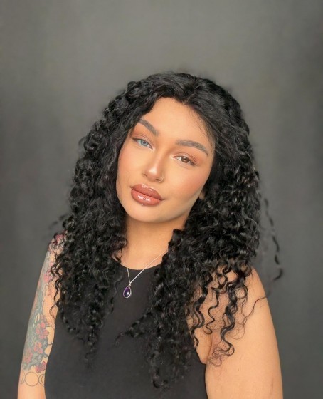 Hayalet Tül peruk Yıka çık doğal dalgalı model