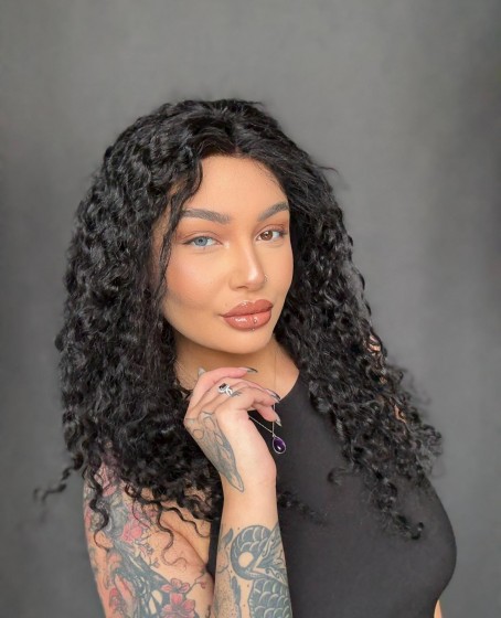 Hayalet Tül peruk Yıka çık doğal dalgalı model