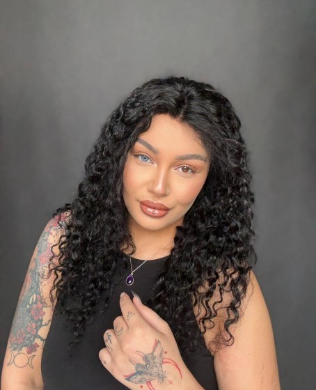 Hayalet Tül peruk Yıka çık doğal dalgalı model