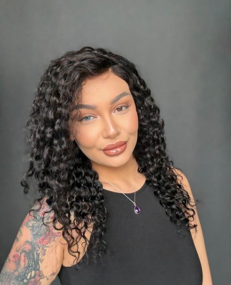 Hayalet Tül peruk Yıka çık doğal dalgalı model