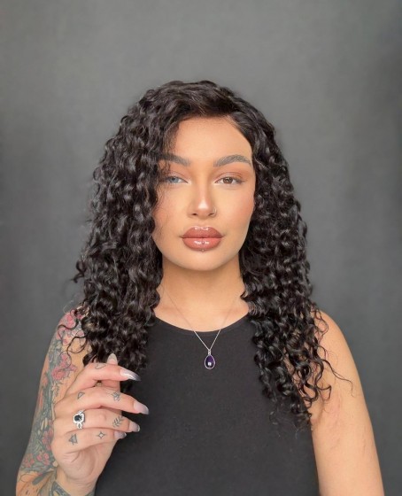 Hayalet Tül peruk Yıka çık doğal dalgalı model