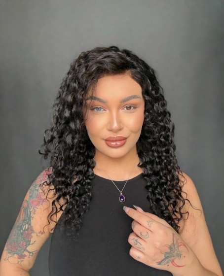 Hayalet Tül peruk Yıka çık doğal dalgalı model