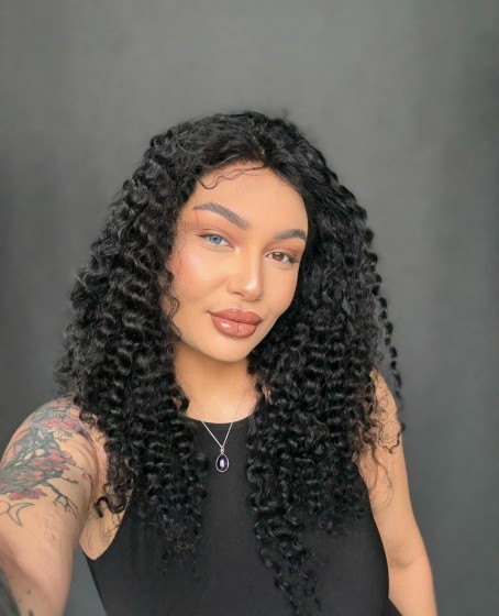 Hayalet Tül peruk Yıka çık doğal dalgalı model