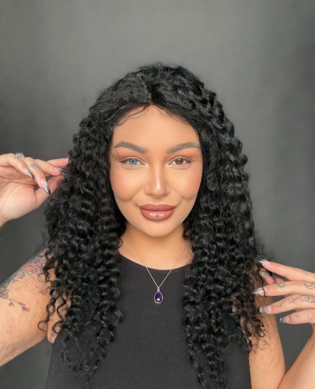 Hayalet Tül peruk Yıka çık doğal dalgalı model