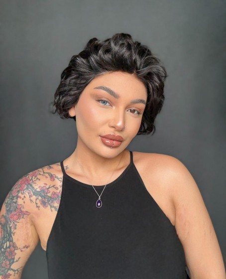 Kısa Tül peruk Doğal