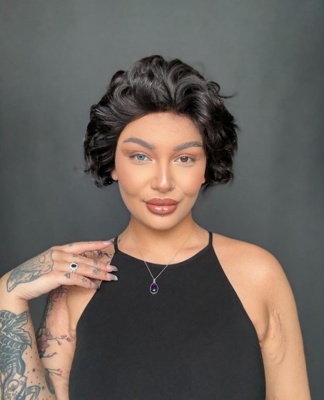 Kısa Tül peruk Doğal